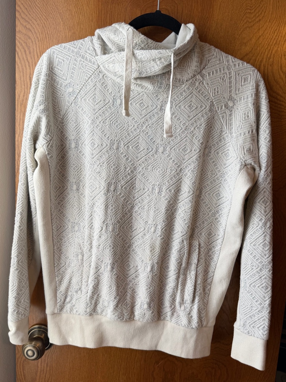 PrAna Women's Cream Textured mock neck sweatshirt